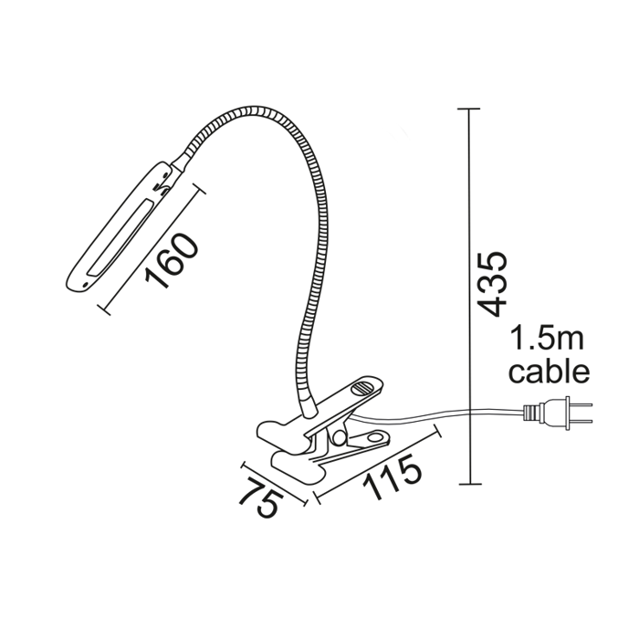 ACA Fotistiko Gafeiou LED Plastiko Ggri me Efkampto Braxiona 7.5x11.5x43.5cm Fusiko Lefko 15205LEDGYC