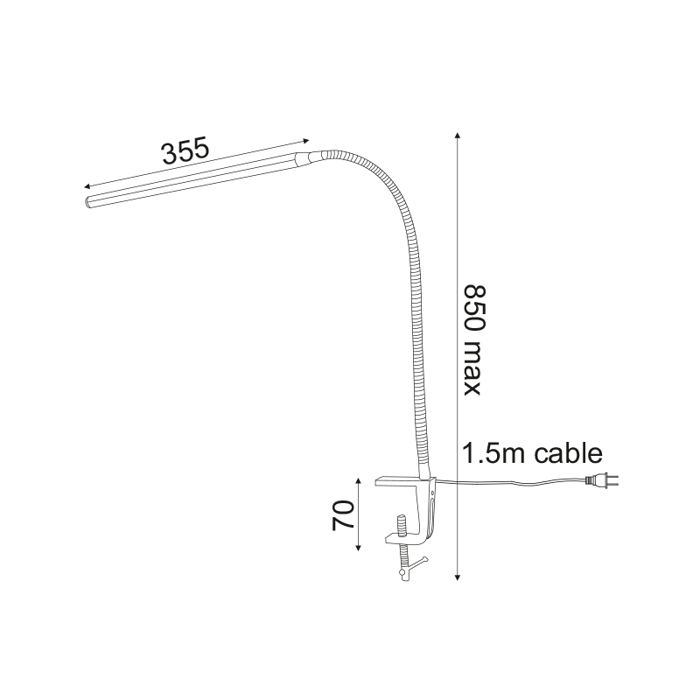 ACA Fotistiko Gafeiou LED Metalliko Lefko me Efkampto Braxiona 7x85cm Fusiko Lefko 16055LEDWHC