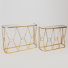 ESTHETI home Set ton 2 Konsola Metalliki Xrusi me Epifaneia Kathrepti 100x30x75cm/90x26.5x70cm 750-27031