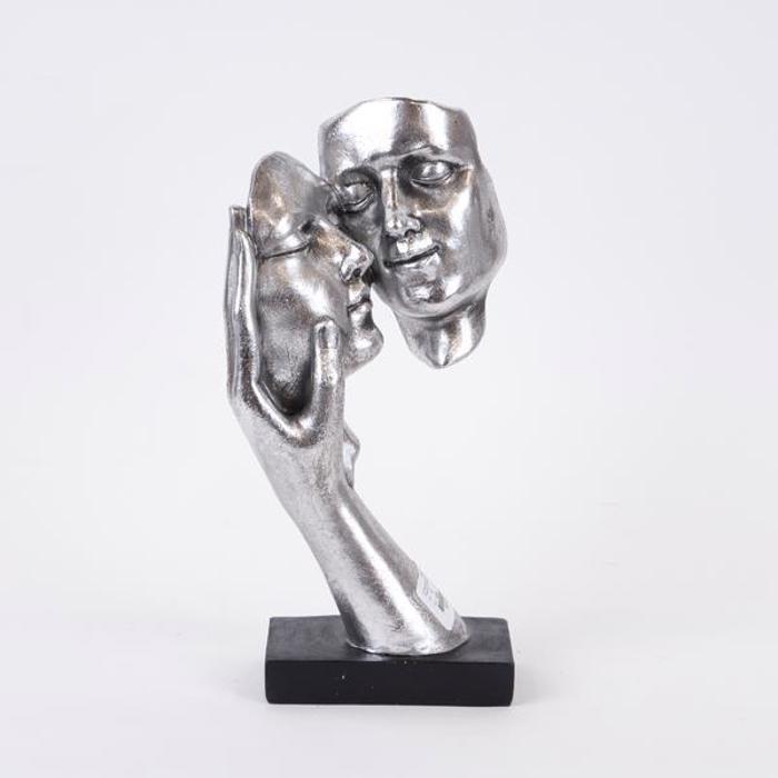 ESTHETI home Epitrapezio Diakosmitiko ''Duo Prosopa'' Resin Asimi/Mavro 13x8.5x26cm 752-27176