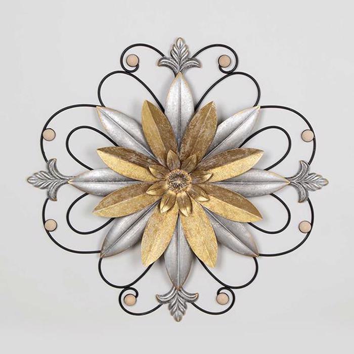 ESTHETI home Diakosmitiko Toixou Louloudi Metalliko Xruso/Asimi/Mavro F63x5cm 755-10010