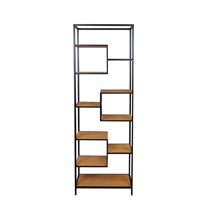 ESTHETI home Rafiera Metalliki/MDF Mavri/Kafe me 10 Rafia 60x33.5x175.5cm 810-00027