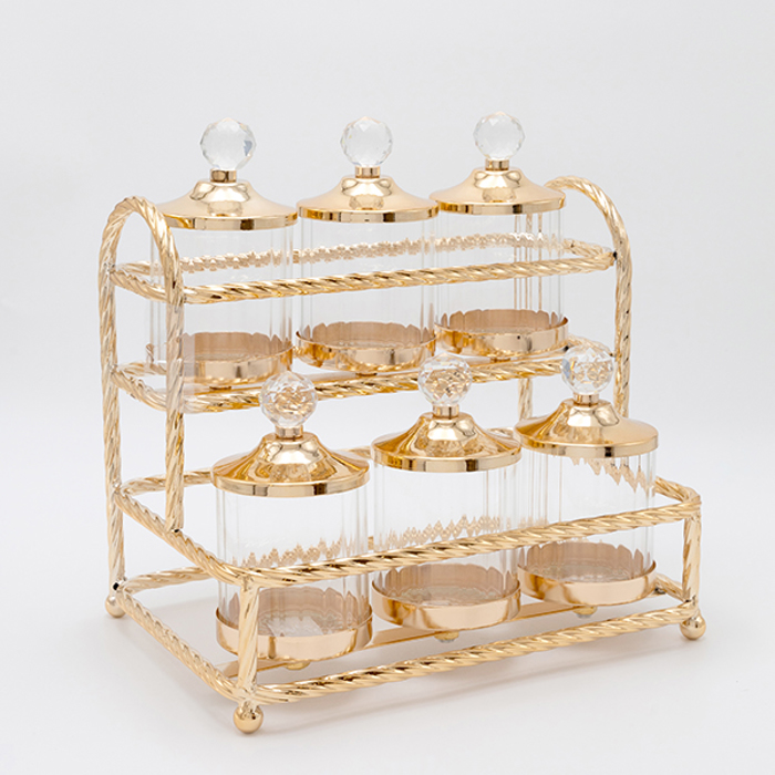 ESTHETI home Set ton 6 Diakosmitika Bol Metallika/Gyalina Xrusa 29x29x20cm 819-00273