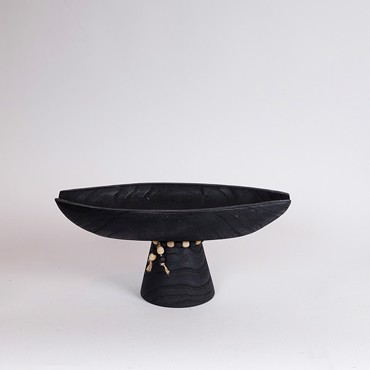 ESTHETI home Διακοσμητική Πιατέλα Ξύλινη Μαύρη 41x20x18cm 819-00687