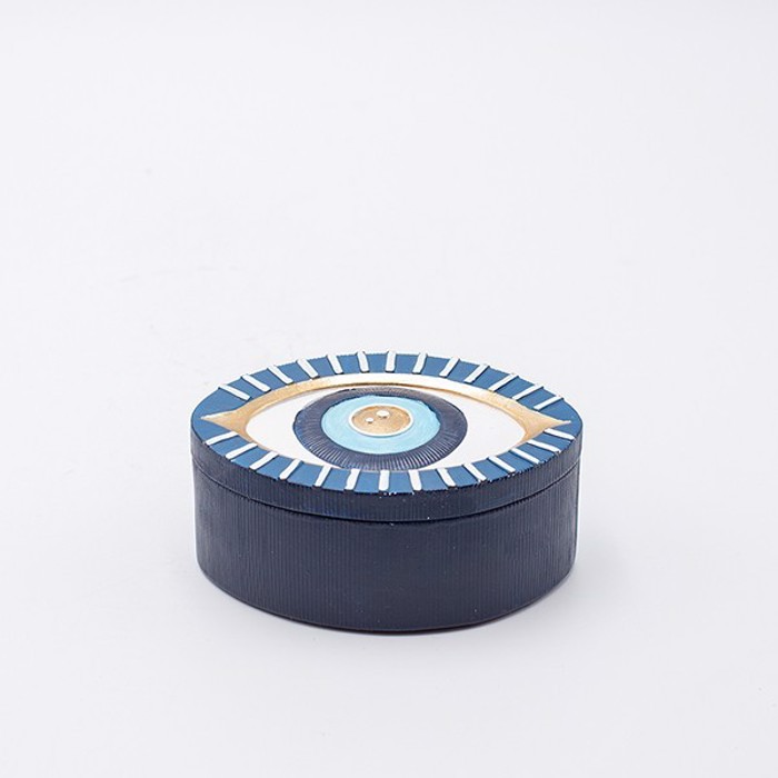 ESTHETI home Bizoutiera se Sxima Matiou Resin Ble me Xruses Leptomereies 10x7.5x4.5cm 819-00804