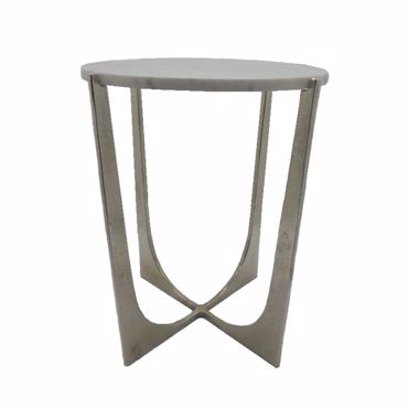Liberta - Maison DION Side Table Ασημί Nickel/Λευκό Φ40.75x56cm 04-1021