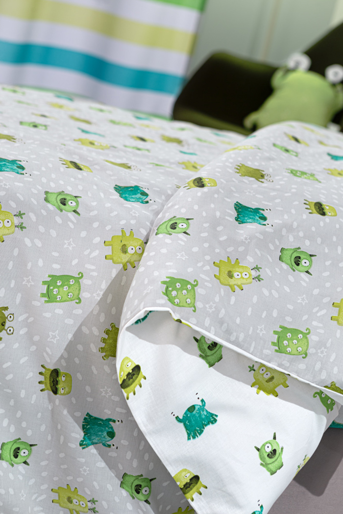 Saint Clair Set Paidiki Paplomatothiki 160x220cm & Maxilarothiki 50x70cm Monsters Blue