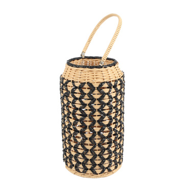 Φανάρι Rattan Κυλινδρικό Μπεζ/Μαύρο Φ22x39cm LAF104 Espiel
