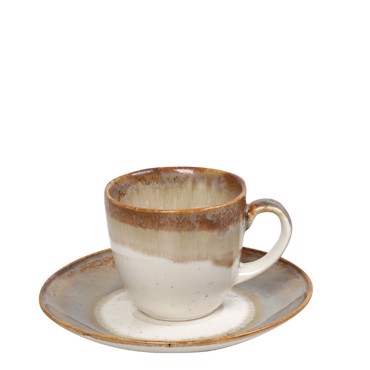 Φλιτζάνι και Πιατάκι Espresso ''ESSENTIALS'' Πορσελάνης Μπεζ 90ml Φ12x6cm OWQ101K6 Espiel