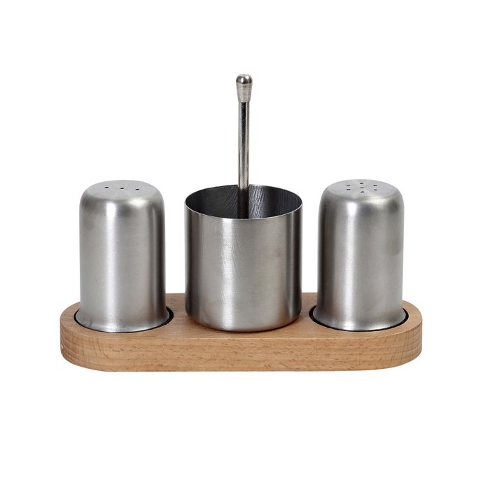 Set Alati-Piperi-Odontogufides Anoxeidoto 18/10 Asimi se Xulini Basi 19x7x14.5cm SUT113 Espiel
