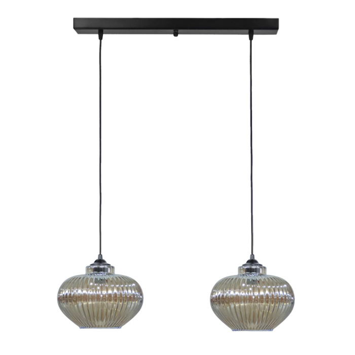 Heronia Kremasto Fotistiko Orofis RIGATO/2L RAGA Difoto Gyalino/Metalliko Fime/Mavro E27 55xF25x96cm 02-0347