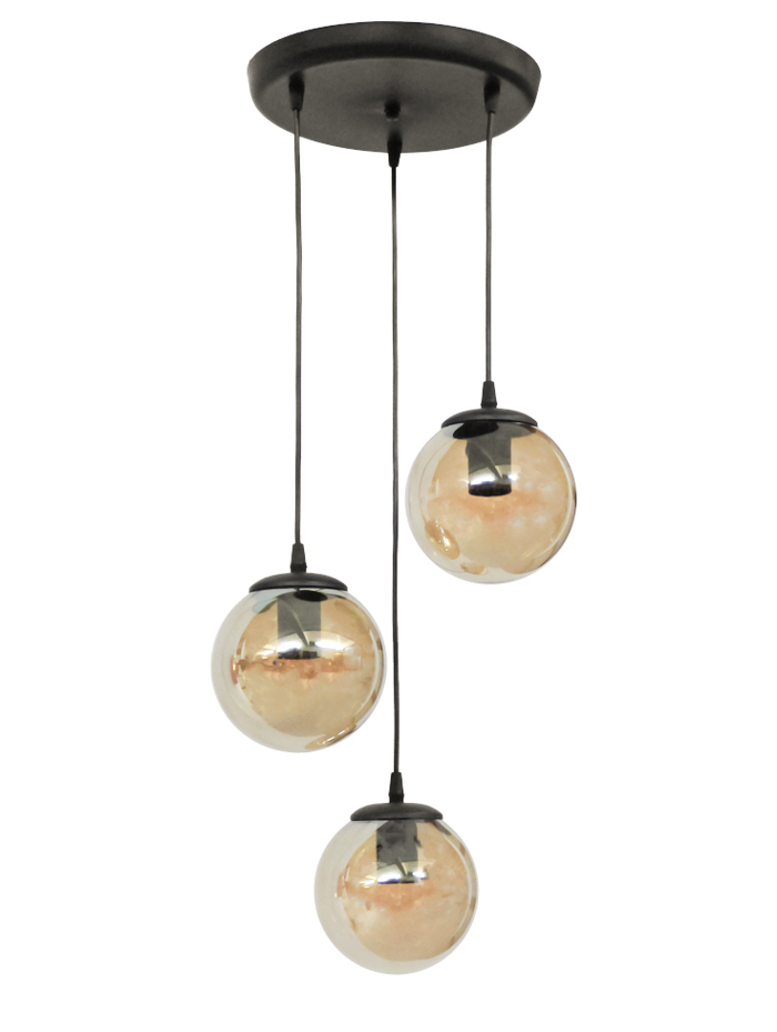 Heronia GL-600 PENDEL 3/L Kremasto Fotistiko Orofis Trifoto E27 me Meli Gyalia F30x80cm 02-0353