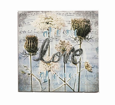 Zaros Πίνακας σε Καμβά ''Love & Flowers'' Μπλε 30Χ30εκ PI250