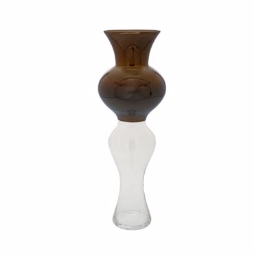 Iliadis Βάζο Γυάλινο Καφέ/Διάφανο Φ17x50cm 84953