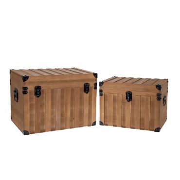 Iliadis Σετ των 2 Μπαούλα Ξύλινα Καφέ 42x30x31cm/34.5x25x25.5cm 85323