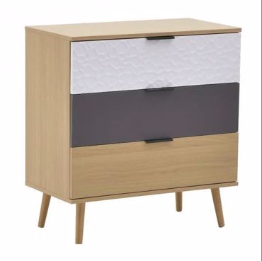 Inart Συρταριέρα Ξύλινη Natural/Γκρι/Λευκή 75Χ39Χ80 3-50-020-0014