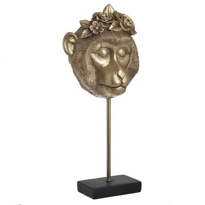 Inart Protomi Pithikos Resin Xrusi_Mavri 18X11X44 3-70-197-0067