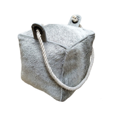 Liberta - Maison PUERTA Διακοσμητικό Door Stopper Βαμβάκι/Δέρμα Γκρι 15x15x15cm 017504