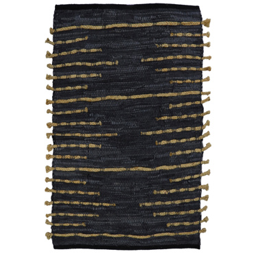 Liberta-Maison EDJE Χαλακι 60x90cm Δέρμα Μαύρο Μπεζ Γιούτα 020521