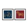 Liberta - Maison VASARI Set ton 2 Pinakas apo Xarti kai MDF Poluxromo me Mavri Korniza 50x50x2cm 022047