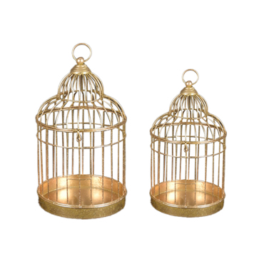 Liberta - Maison AVIARY DECO Σετ των 2 Κλουβί Μεταλλικό Χρυσό Φ30.5x52.1cm/Φ24.8x44.5cm 023422