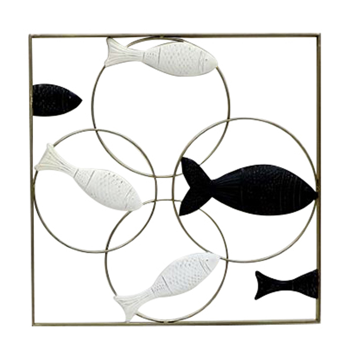 Liberta - Maison BRINE DECO Diakosmitiko Toixou Metalliko Lefko/Mavro 50x2x50cm 023458