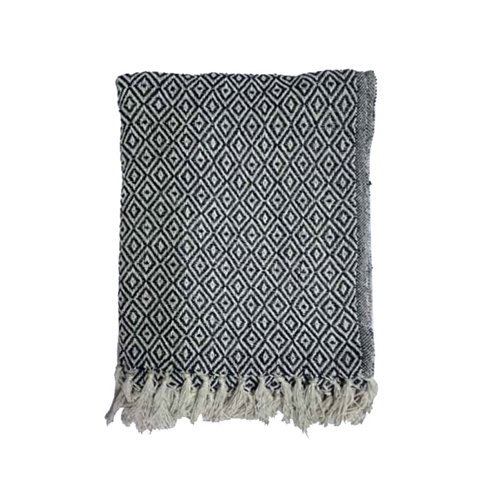 Liberta - Maison LANCE Rixtari Diakosmitiko 130x170cm Bambaki Lefko Mavro Polyester 026011