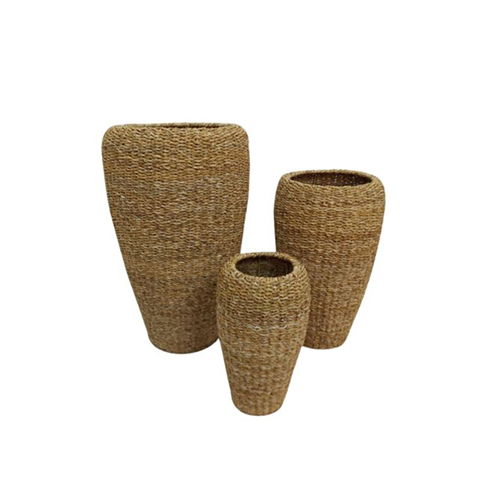 Liberta-Maison Nerea Tall Gastra Set 3tmx 43x43x70cm Seagrass Fusiko Metallo 027369