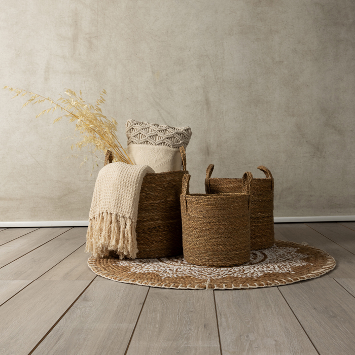 Liberta-Maison Del Mar Kalathi Xerouli Set 3TMx 35x35x35cm Seagrass Fusiko 027383