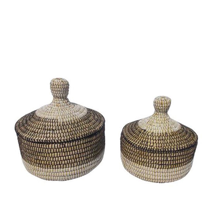 Liberta-Maison Nile Plex Kalathi Me Kapaki Set 2TMx 30x30x32cm Kansgrass Fusiko Mavro PVC 027425