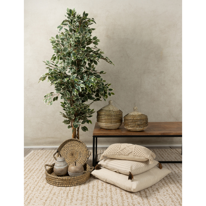 Liberta-Maison Nile Plex Kalathi Me Kapaki Set 2TMx 30x30x32cm Kansgrass Fusiko Mavro PVC 027425