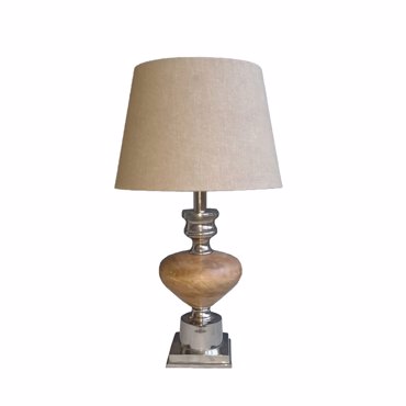 Liberta-Maison Brice Φωτιστικό Επιτραπέζιο 23x30x48cm Αλουμίνιο Ασημί Φυσικό Ξύλο Μπεζ 028234