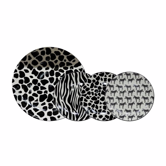 Liberta-Maison Safari Piato Gukou Set 7tmx 30x30x3cm New Bone China Lefko Mavro 028890