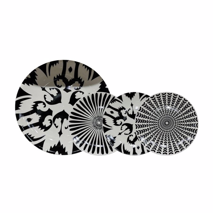 Liberta-Maison Thyme Piato Gukou Set 7tmx 30x30x3cm New Bone China Lefko Mavro 028892