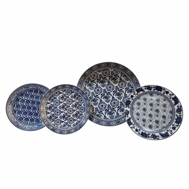 Liberta-Maison Felicia Πιάτο Γλυκού Set 7τμχ 30x30x3cm New Bone China Λευκό Μπλε 028894