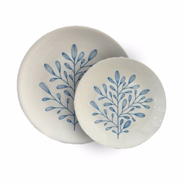 Liberta-Maison Ydra Πιάτο Γλυκού Set 7τμχ 30x30x3cm New Bone China Λευκό Γαλάζιο 028896