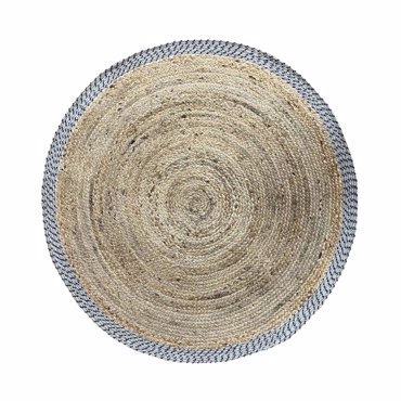 Liberta - Maison INES Χαλί Σαλονιού Στρογγυλό 150x150cm Βαμβάκι Φυσικό Γκρι Γιούτα 029143