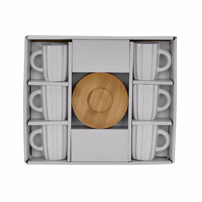 Liberta-Maison Cactus Koupa Espresso Set 6TMX 27x22x6cm Porselani Lefko Fusiko Bamboo 030002