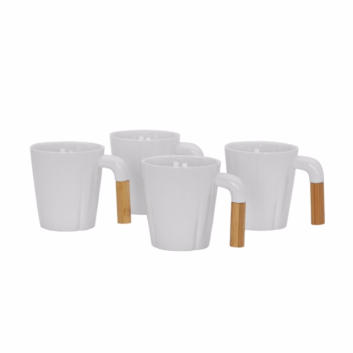 Liberta-Maison Nordic Koupa Set 4TMX 23x23x9cm Porselani Lefko Fusiko Bamboo 030014