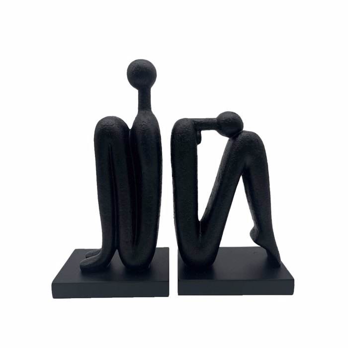 Liberta-Maison Mabior Diakosmitiko Bibliostatis Set 2tmx 30x10x30cm Polyresin Mavro 031117