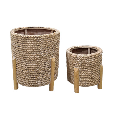 Liberta - Maison CORDA Σετ των 2 Κασπώ από Ξύλο Ελάτου White Washed Φυσικό Grass Φ30x34cm 032030