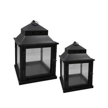 Liberta-Maison Nubia Φανάρι 36x36x58cm Μέταλλο Μαύρο Ξύλο Ελάτου 032104