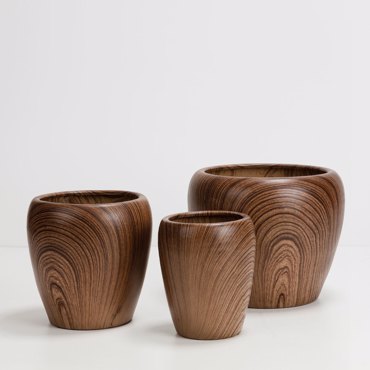 Liberta-Maison Bois Γλάστρα Σετ 3Τμχ 42x42x35cm Κεραμικό Καφέ 032450