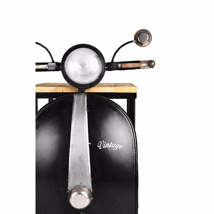 Liberta-Maison Mini Vespa Side Table Me Rafia Mavro Asimi Fusiko 61x45x85.5cm 04-0987