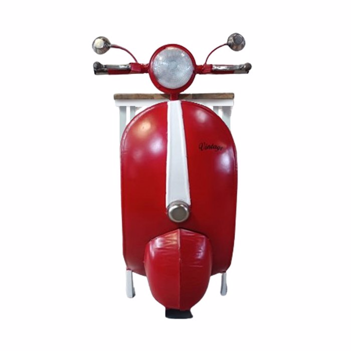 Liberta-Maison Mini Vespa Side Table Me Rafia Kokkino Lefko Fusiko 61x45x88cm 04-0988