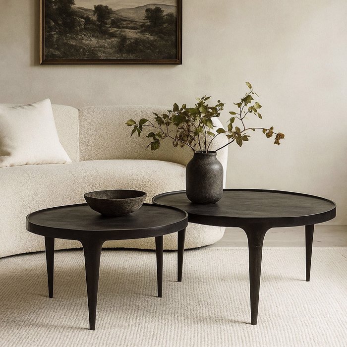 Liberta-Maison Ink Coffee Table Set 2TEM Mavro 75x75x45.5cm 04-1195