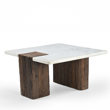 Liberta-Maison Fores Coffee Table Καφέ Σκούρο Λευκό Με Οψη Μαρμαρου 76x76x40cm 04-1375