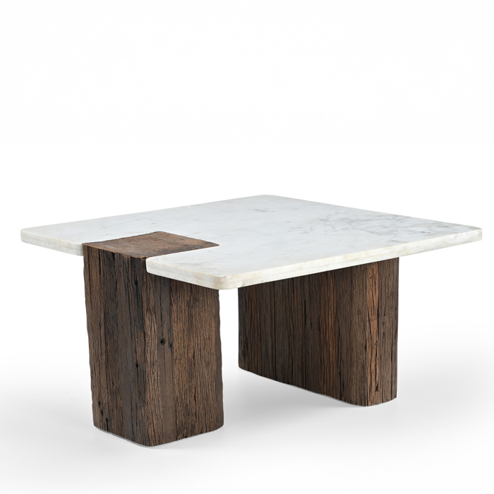 Liberta-Maison Fores Coffee Table Kafe Skouro Lefko Me Opsi Marmarou 76x76x40cm 04-1375