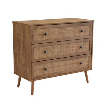 Liberta - Maison AMMOS Κομότα Φυσική με Rattan με 3 Συρτάρια 90x39x79cm 09-1234