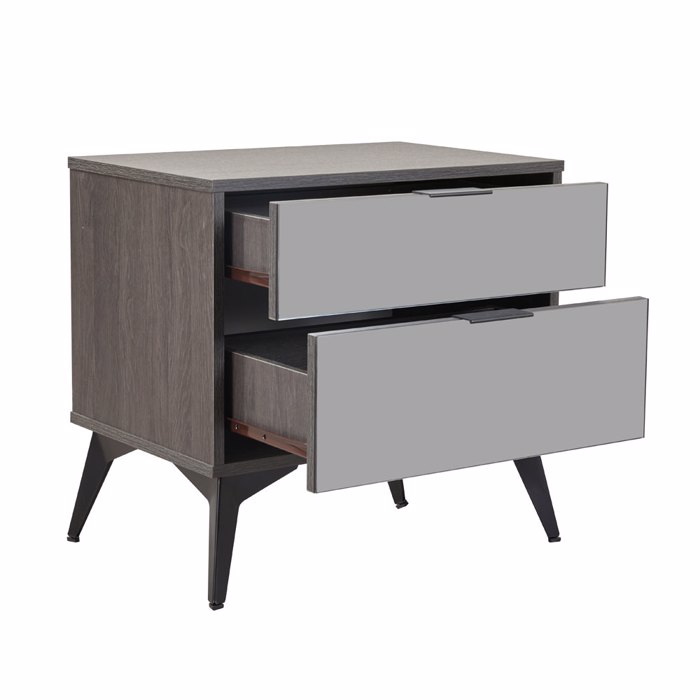 Liberta - Maison SPECCHIO Komodino me 2 Surtaria Mavro Oak/Kathreptis 58x39x55cm 09-2127